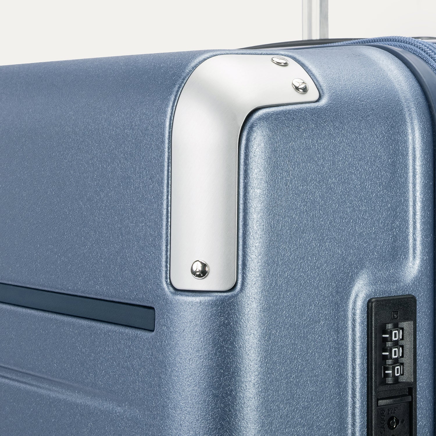Travelpro Platinum Elite Hardside Large Check-In Expandable Spinner in Dark Sky Blue — detail view