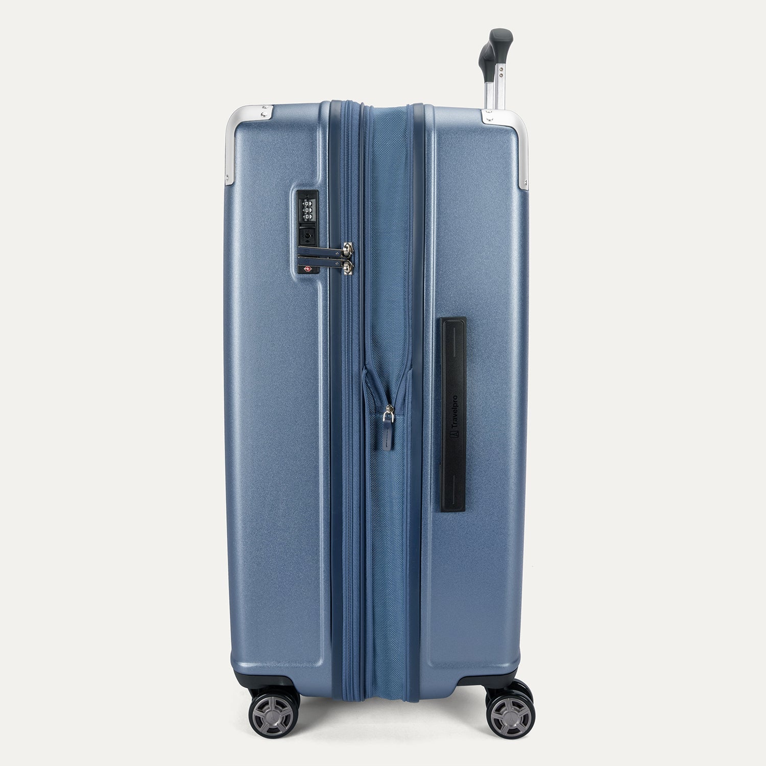 Travelpro Platinum Elite Hardside Large Check-In Expandable Spinner in Dark Sky Blue — angle view 4