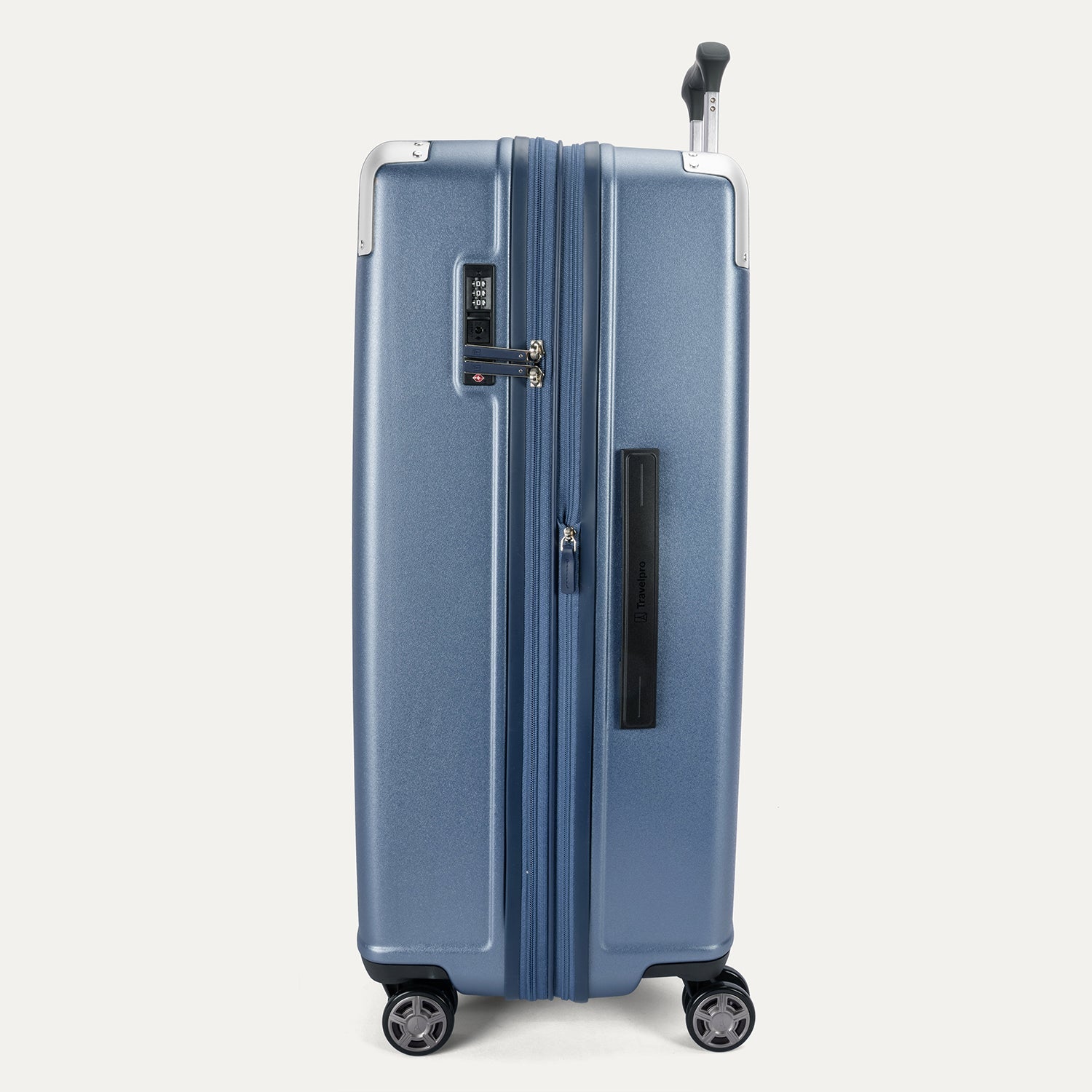 Travelpro Platinum Elite Hardside Large Check-In Expandable Spinner in Dark Sky Blue — angle view 3