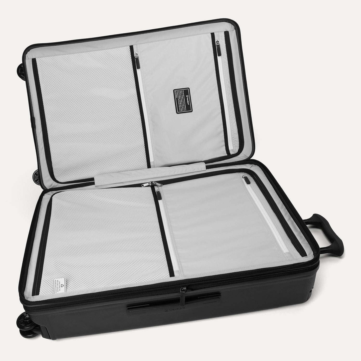 Travelpro Platinum Elite Hardside Large Check-In Expandable Spinner in Jet Black — interior view