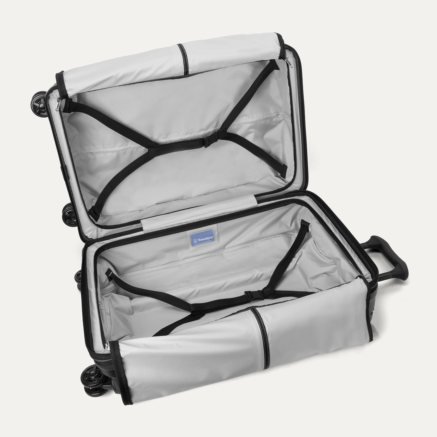 Travelpro Platinum Elite Hardside Medium Check-In Expandable Spinner in Jet Black — interior view