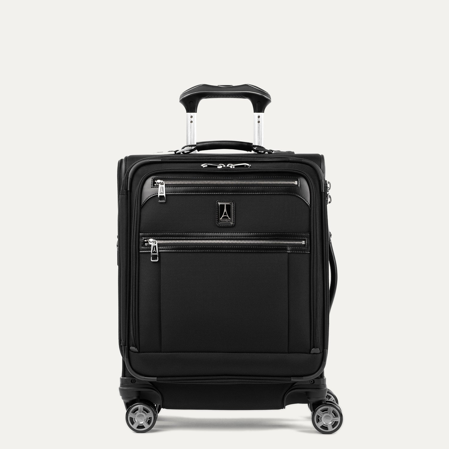 Travelpro Platinum Elite International Carry-On Expandable Spinner in Shadow Black — front view