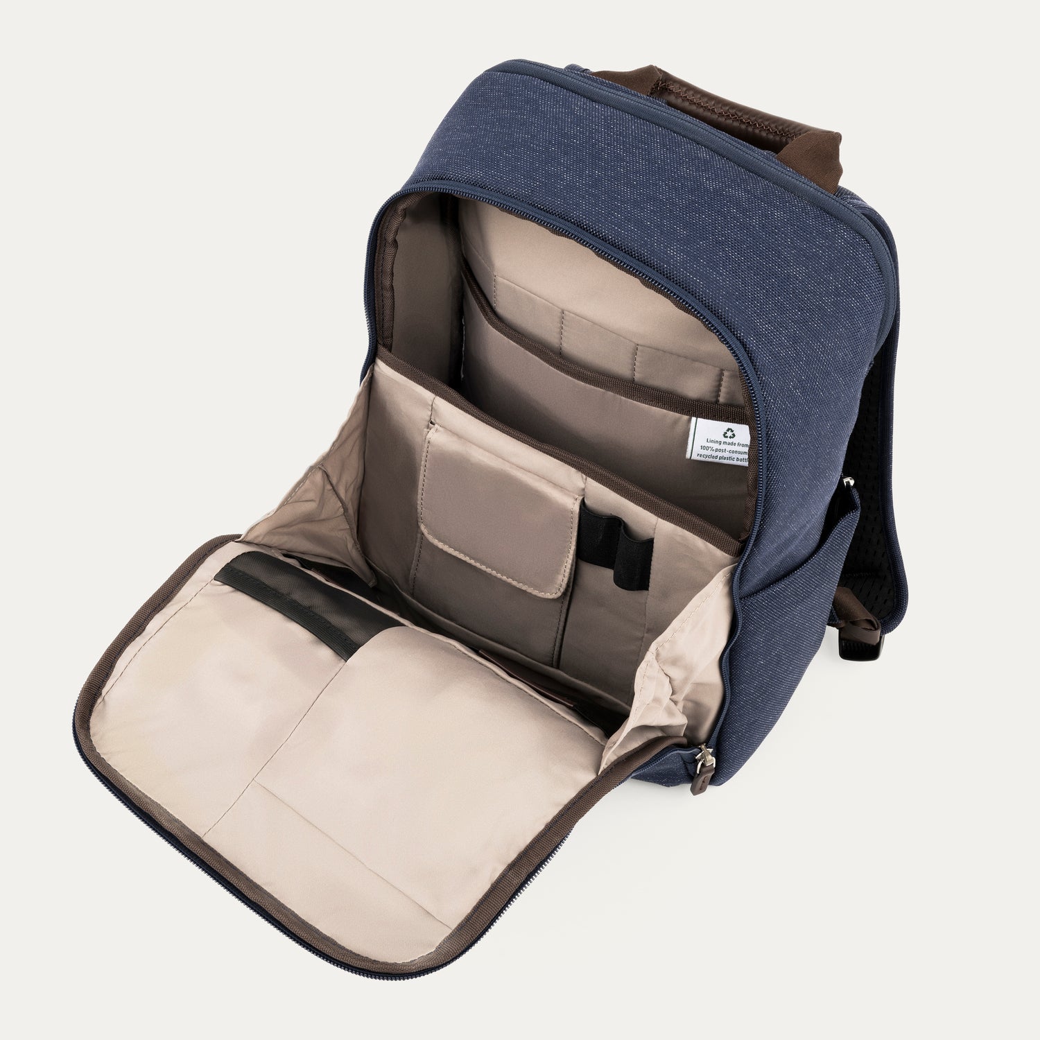 Travelpro Platinum Elite Slim Backpack in True Navy — interior view