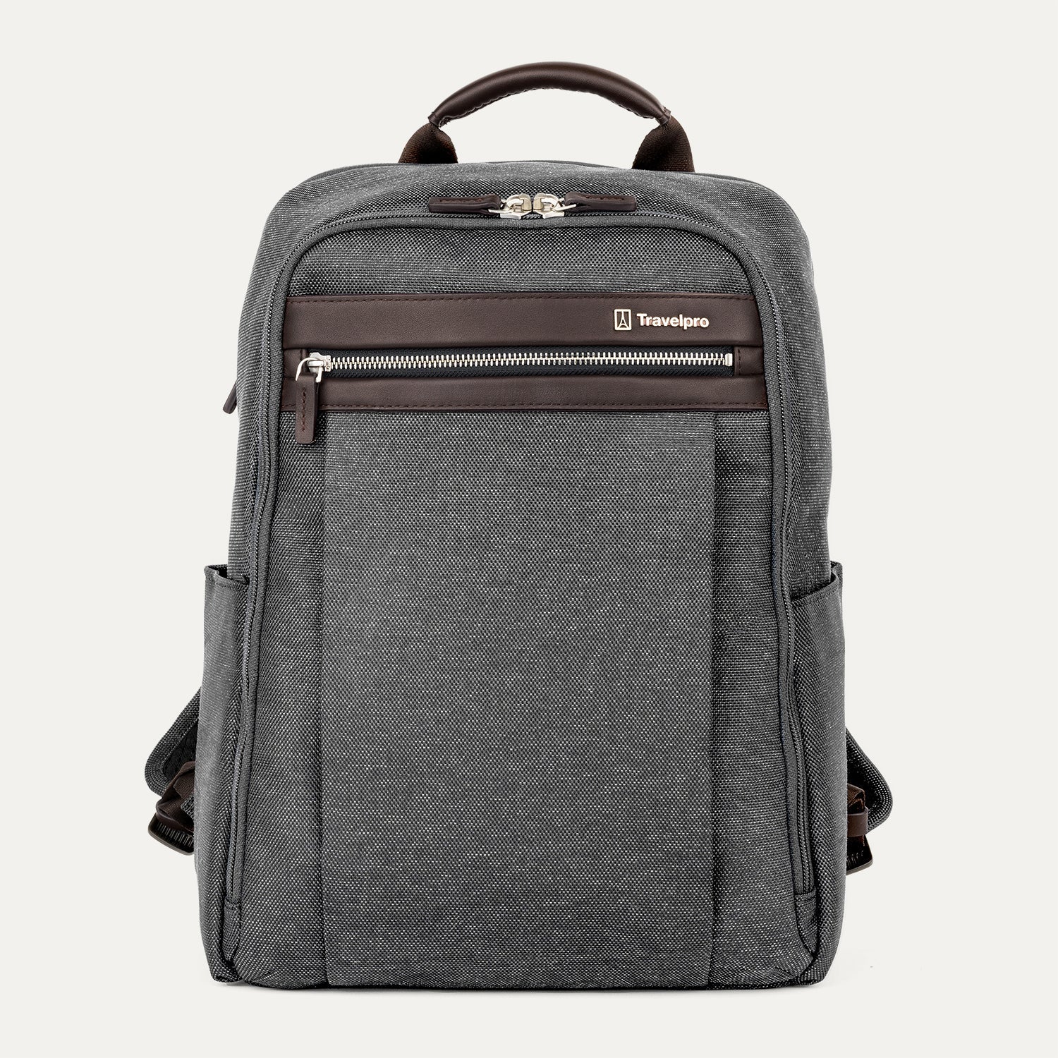 Travelpro Platinum Elite Slim Backpack in Vintage Grey — front view