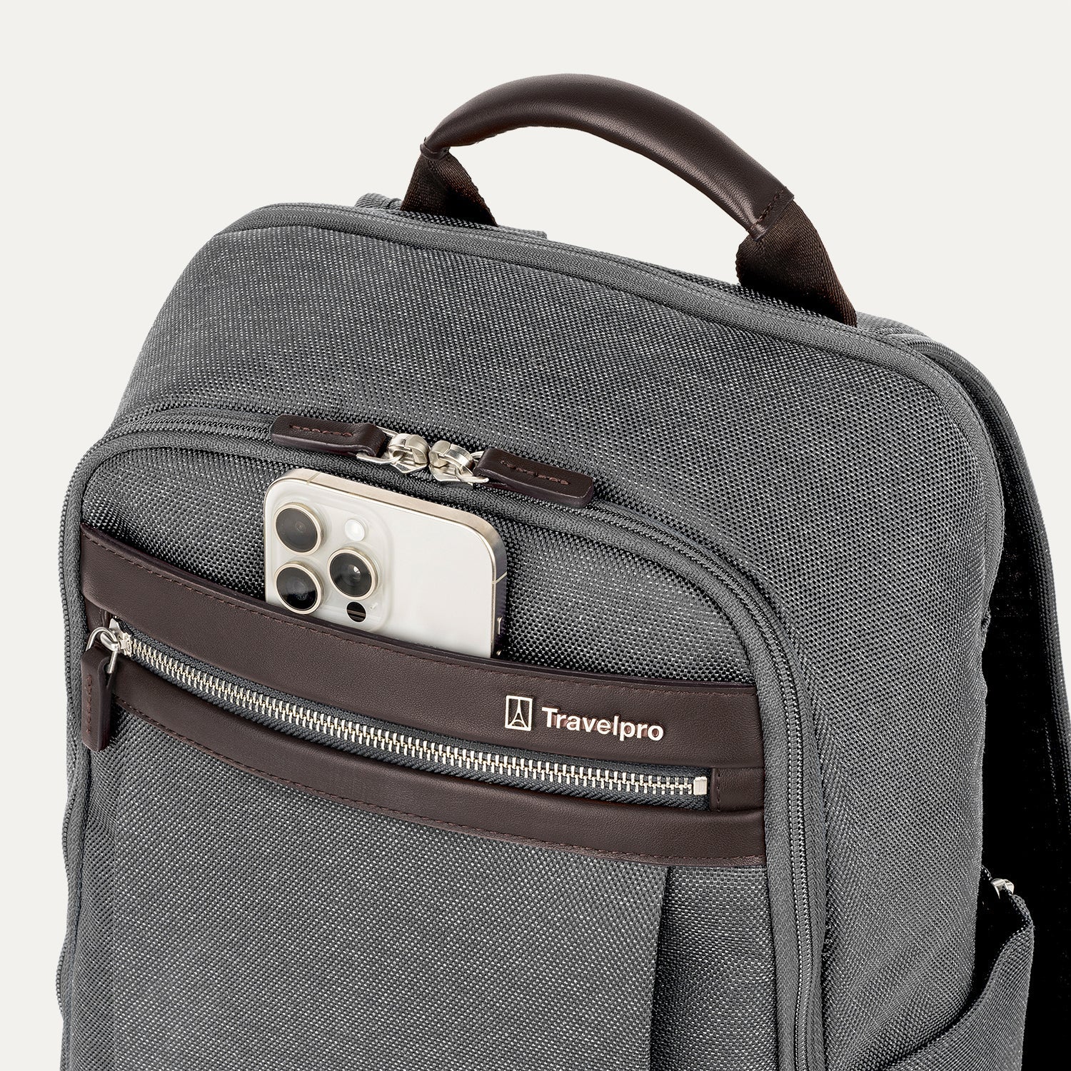 Travelpro Platinum Elite Slim Backpack in Vintage Grey — detail view 2