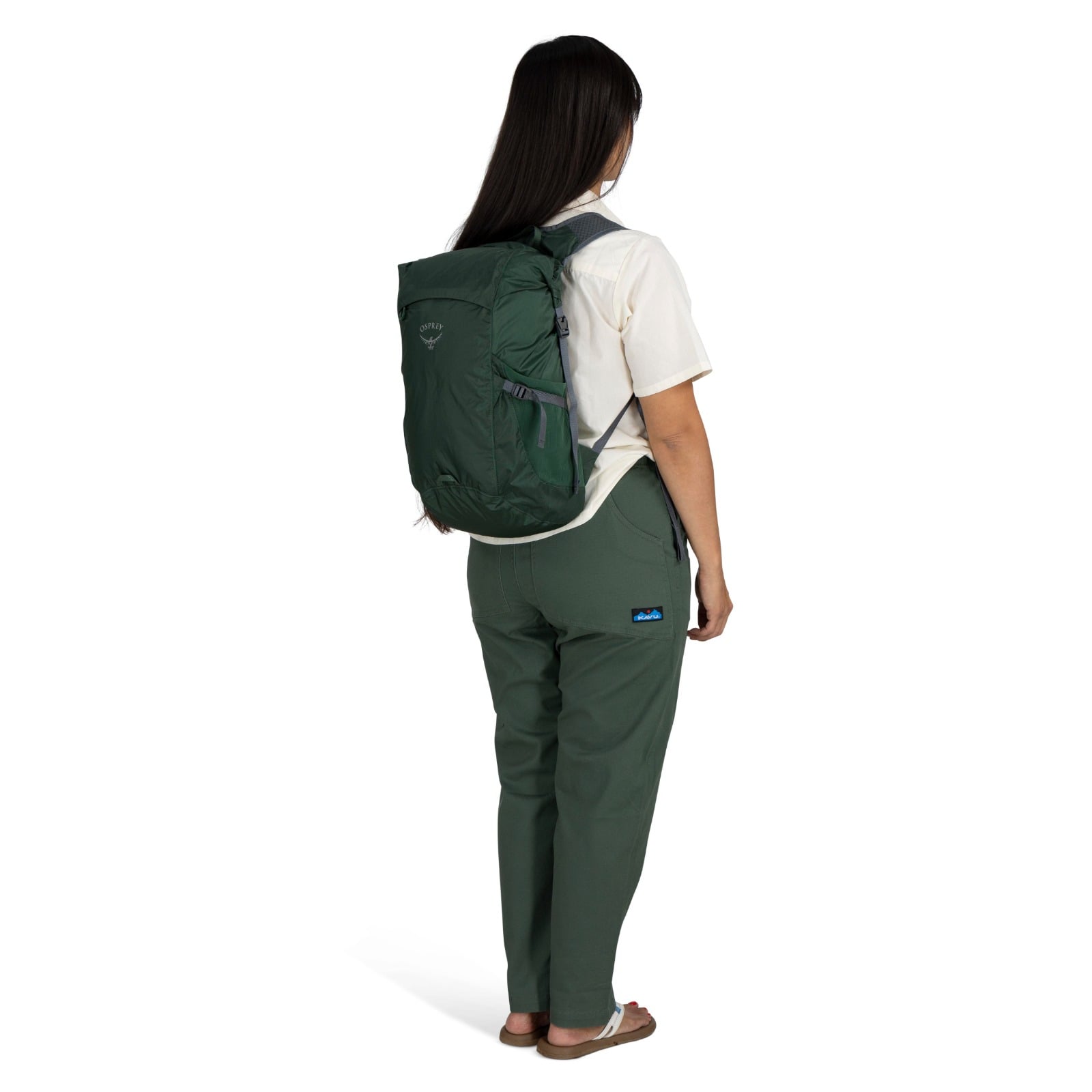 Osprey Ultralight Dry Stuff Pack 20L in Tundra Green — lifestyle 2