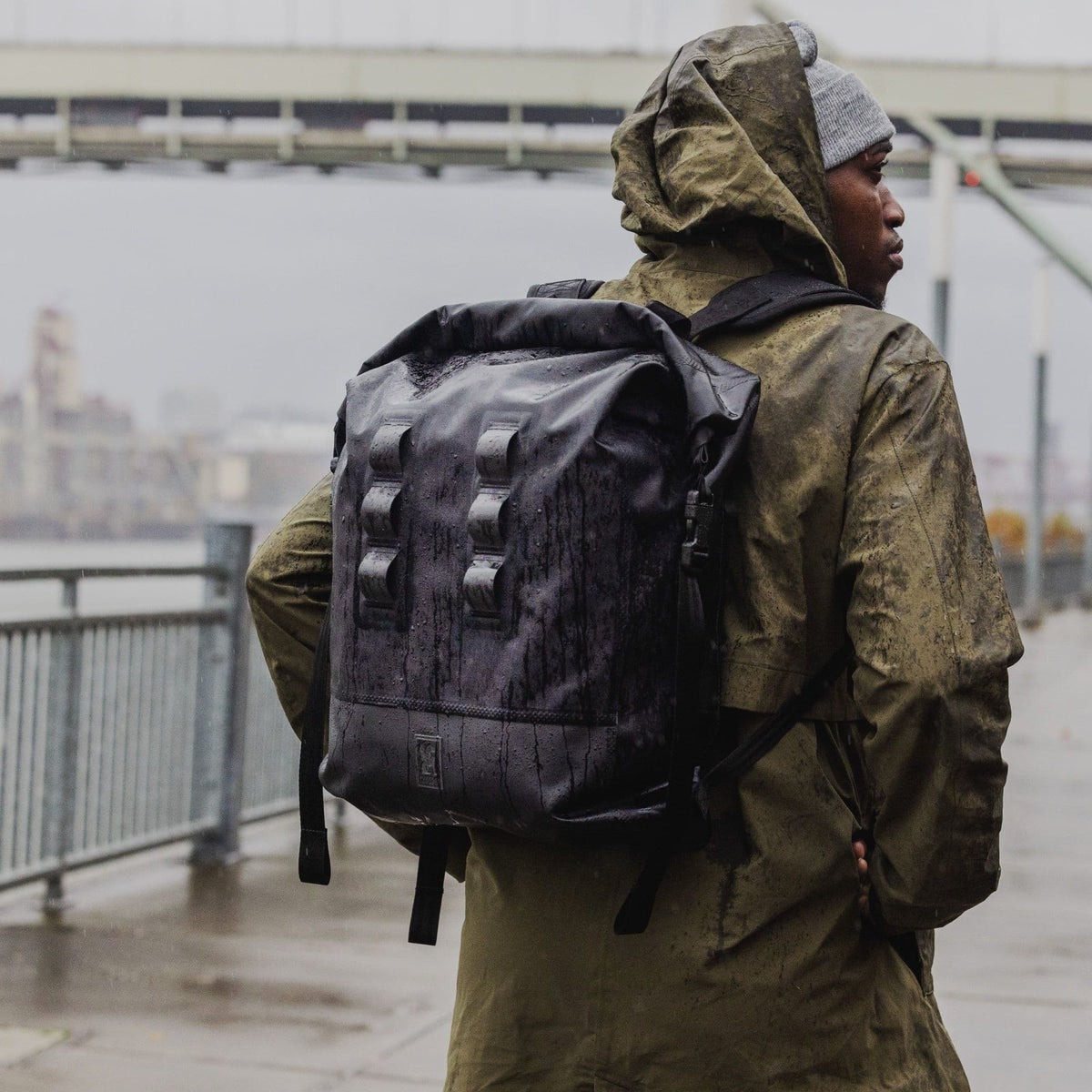 Chrome Industries Urban Ex Rolltop 30L Backpack in Black — lifestyle 2