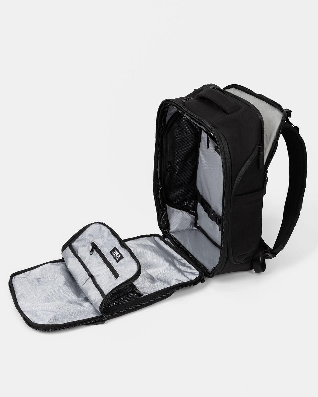 VRSA Travel Backpack 32L in Black — interior view