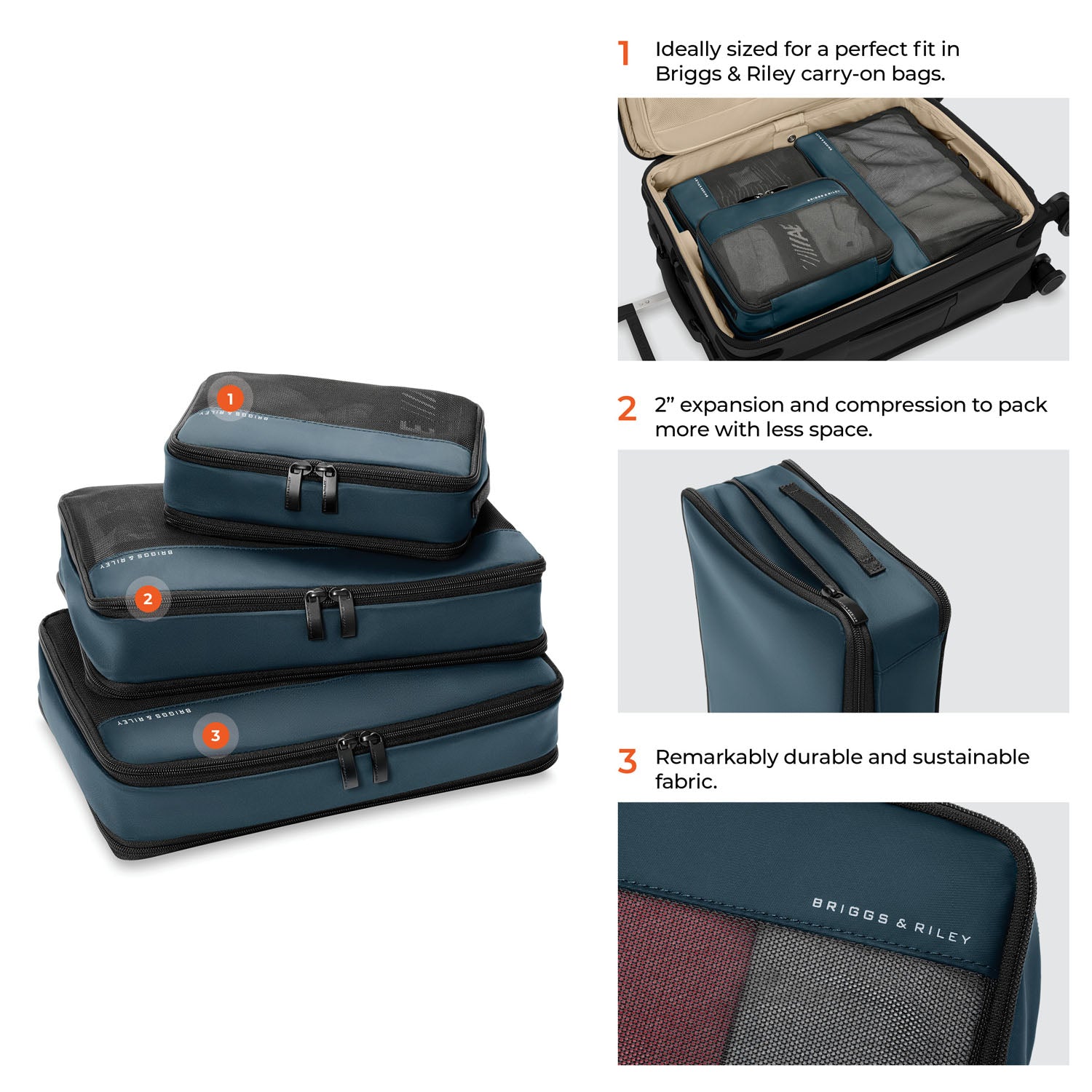 Briggs & Riley Travel Essentials Carry-On Compression Packing Cube Set - Ocean