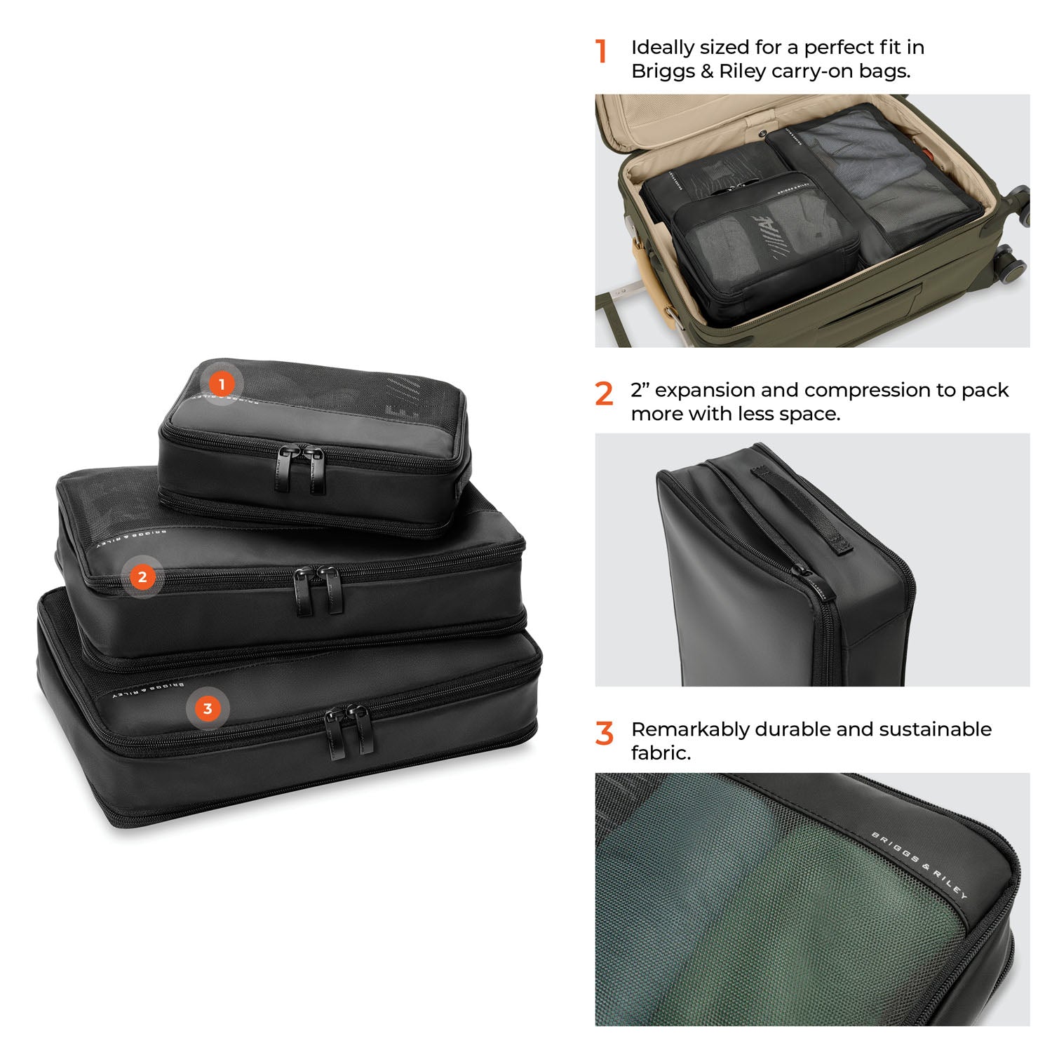 Briggs & Riley Travel Essentials Carry-On Compression Packing Cube Set - Black