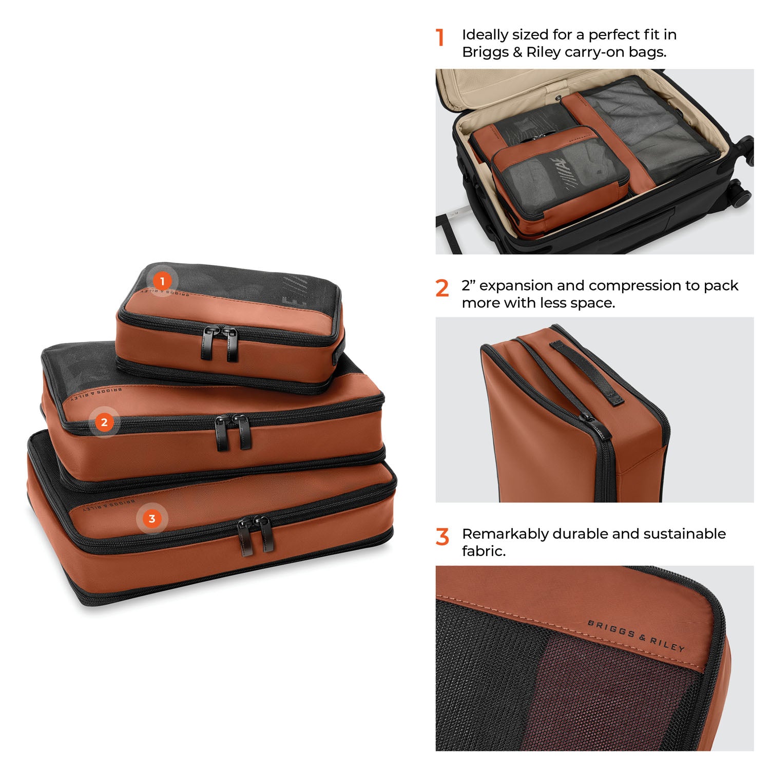 Briggs & Riley Travel Essentials Carry-On Compression Packing Cube Set - Canyon