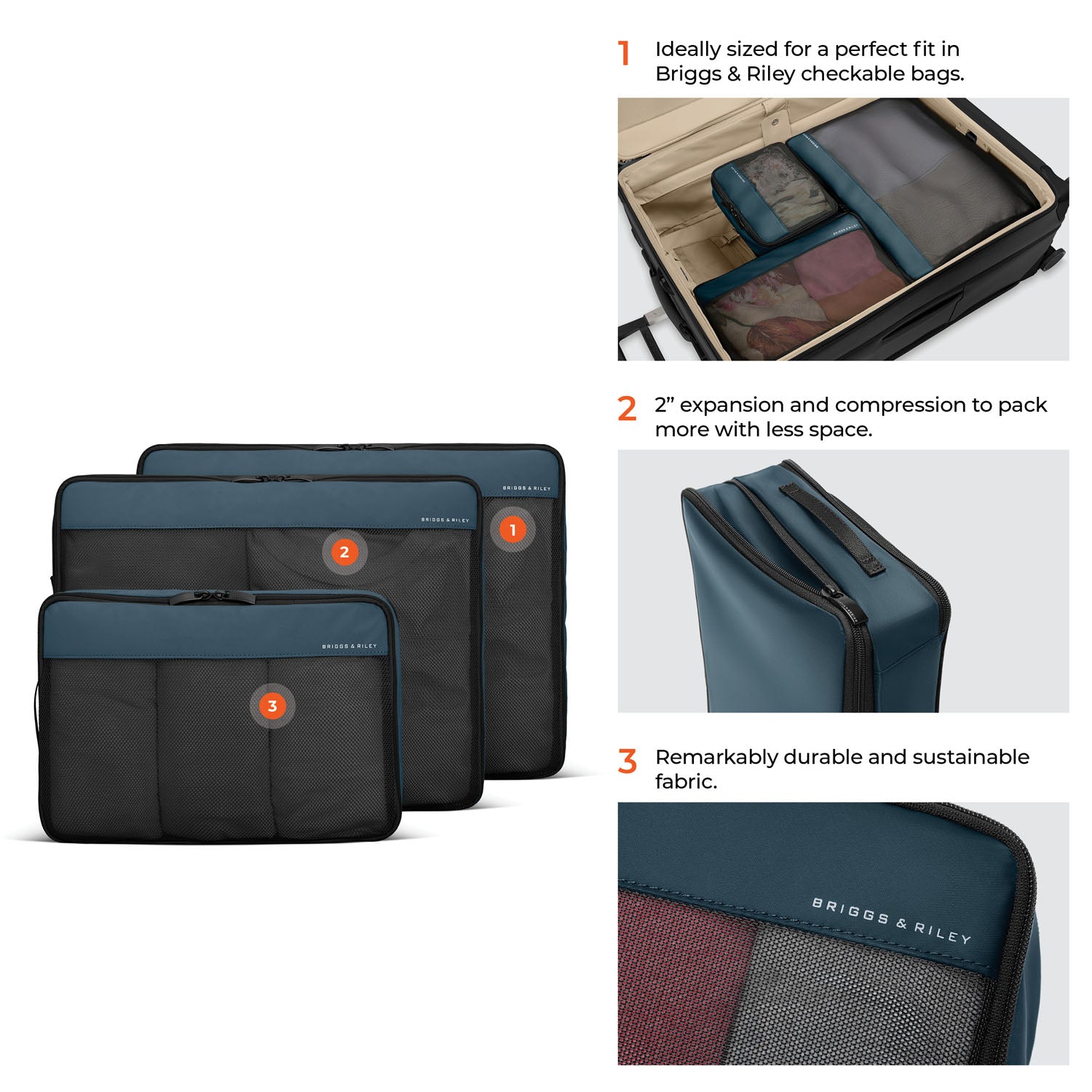 Briggs & Riley Travel Essentials Check-In Compression Packing Cube Set - Ocean