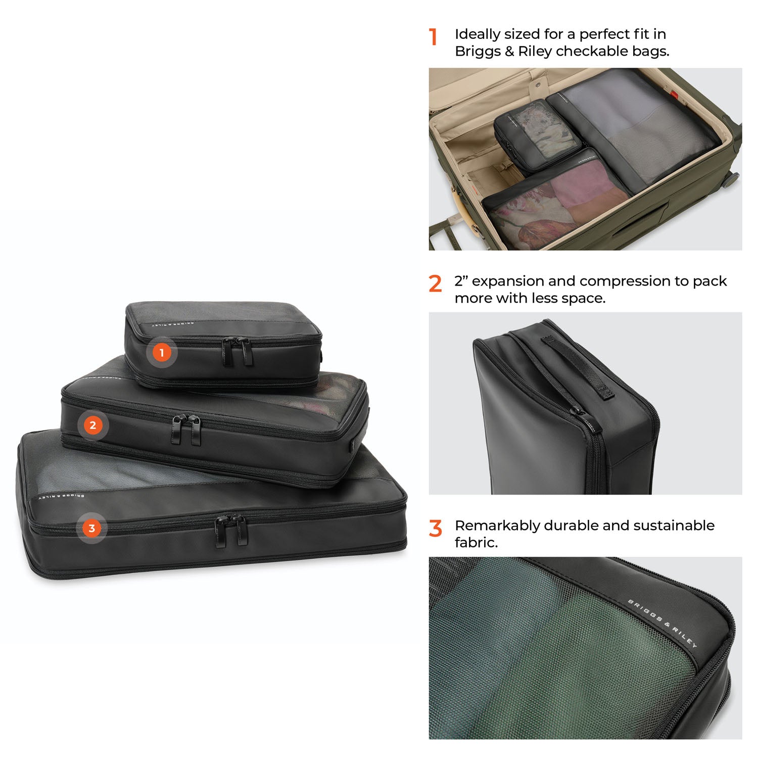 Briggs & Riley Travel Essentials Check-In Compression Packing Cube Set - Black