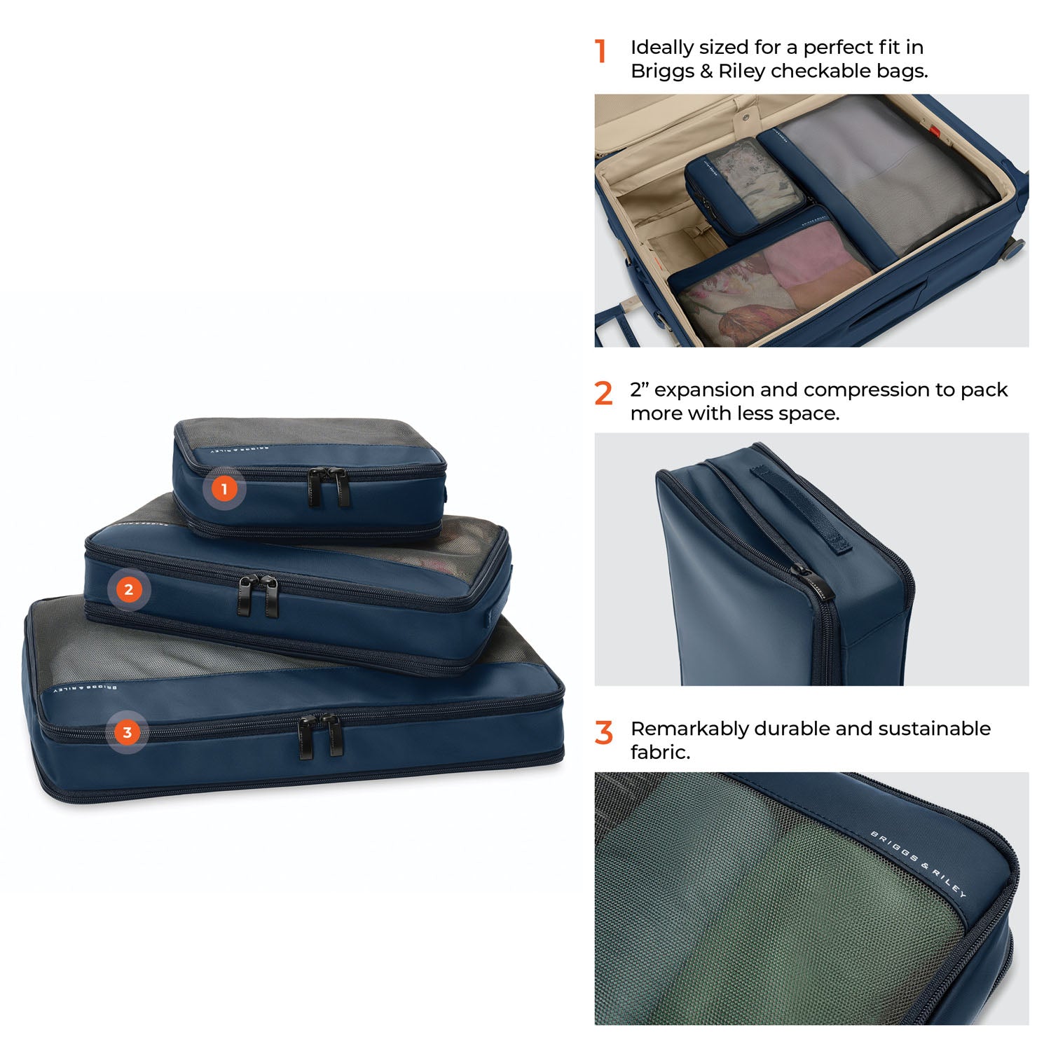 Briggs & Riley Travel Essentials Check-In Compression Packing Cube Set - Navy