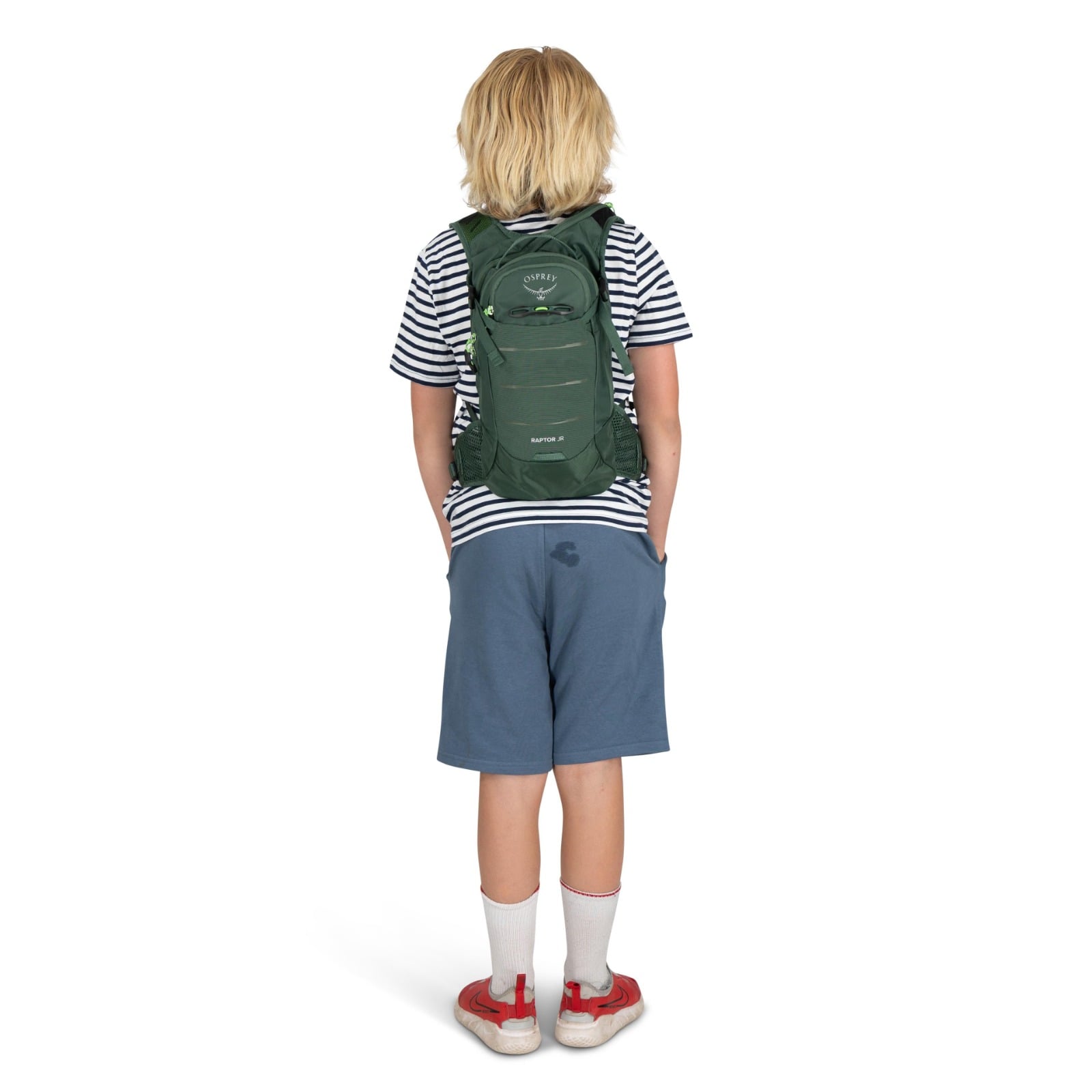 Osprey Raptor Jr Kids Bike Hydration Pack 5L in Tundra Green — lifestyle
