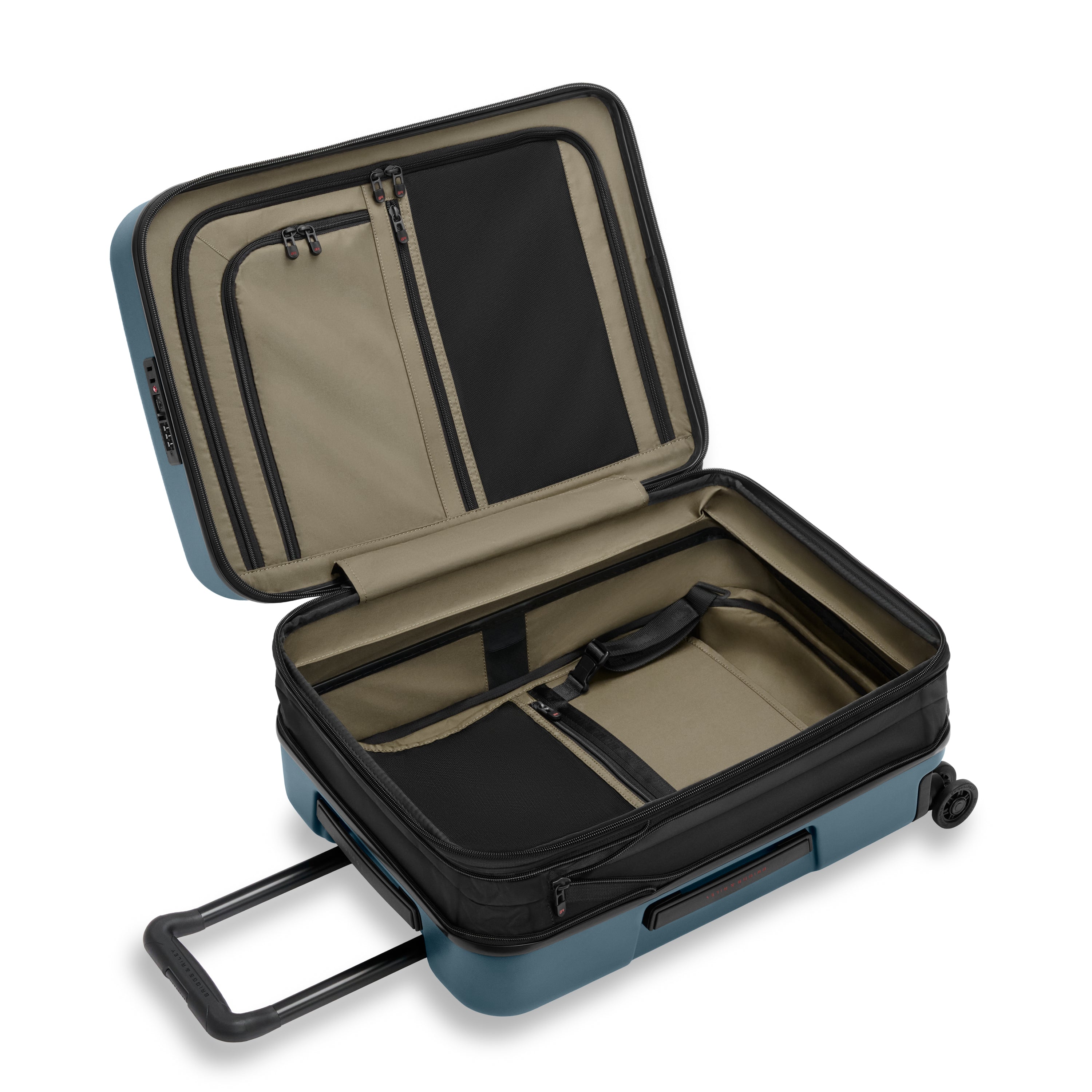 Briggs & Riley ZDX Global 21" Hardside Carry-On Expandable Spinner in Ocean — interior view 2 # color_Ocean