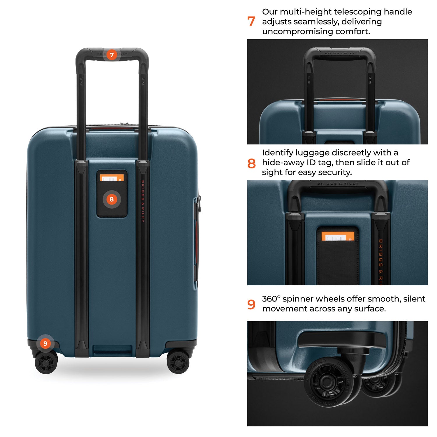 Briggs & Riley ZDX Global 21" Hardside Carry-On Expandable Spinner in Ocean — detail view 3 # color_Ocean