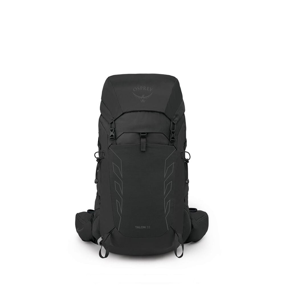 Osprey Talon 33 Extended Fit Hiking Backpack 33L in Black/Coal Grey — front view